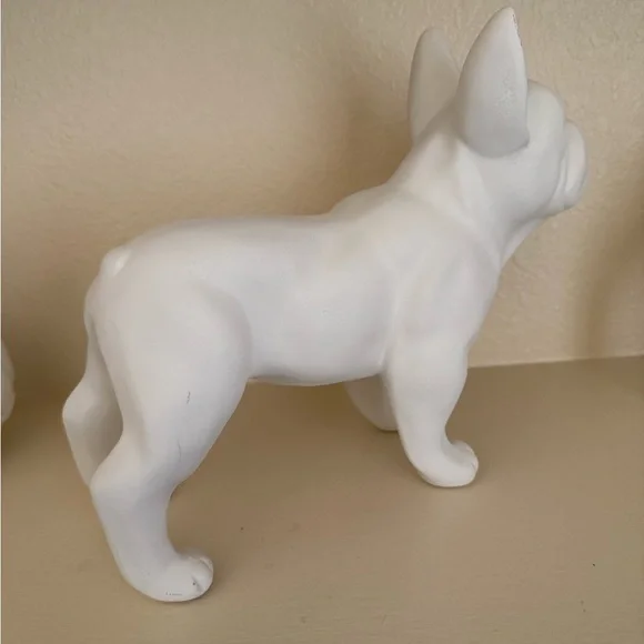 White Matte Ceramic French Bulldog Figurine - Picture 3 of 6